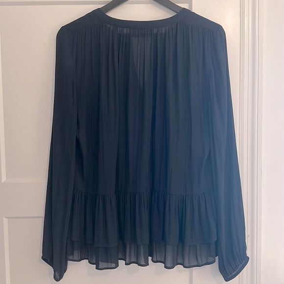 Loft Navy Blue Ruffle Hem Blouse - Picture 6 of 6